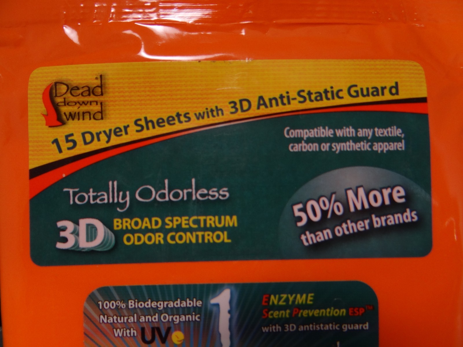NEW DEAD DOWN WIND 3D EVOLVE 15 DRYER SHEETS 10" X 8" $7.99