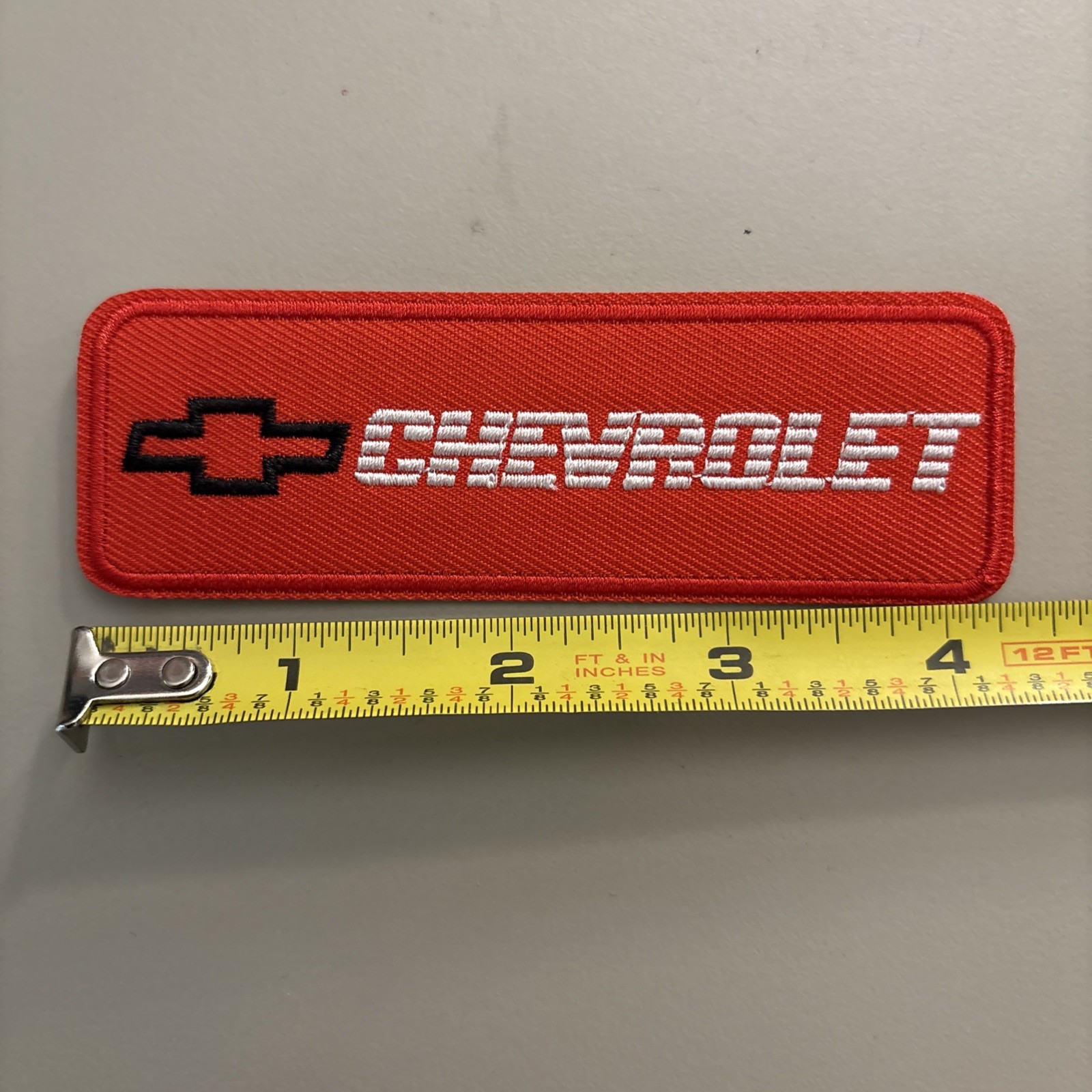 Chevrolet (Red Rectangular Iron on patch) Chevy / Racing / Sports Car / Truck