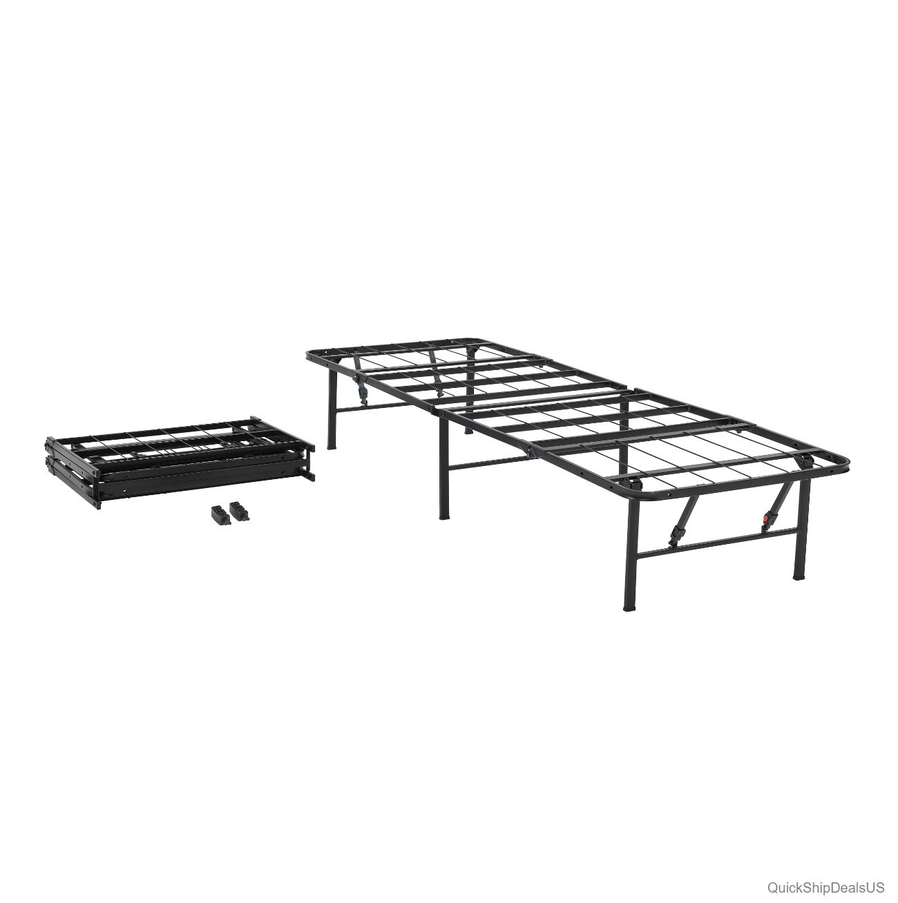 Quad Folding Platform Bed Frame 14 Inch High Steel Queen No Box Spring Needed