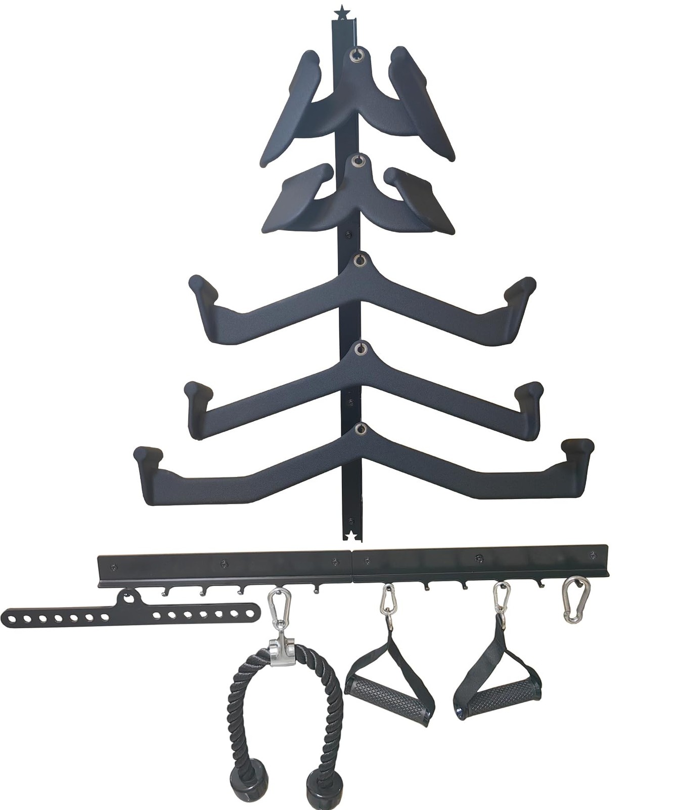 Lat Pull Down Bar Storage Rack Wall Organizer Fits Cable Attachments Gym
