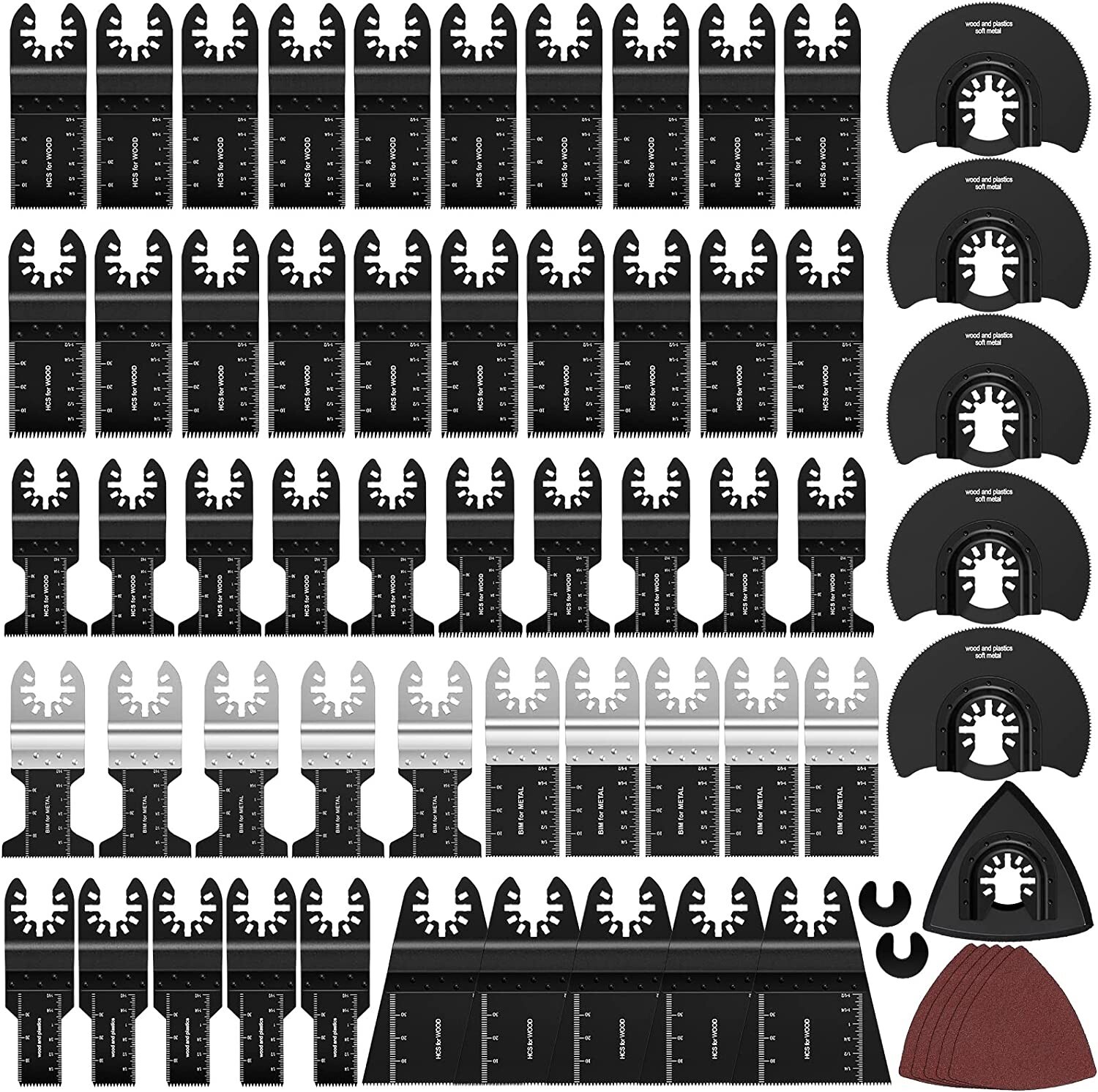 55pcs Oscillating Tool Blades, Royars Multi Blades Kits Universal Black