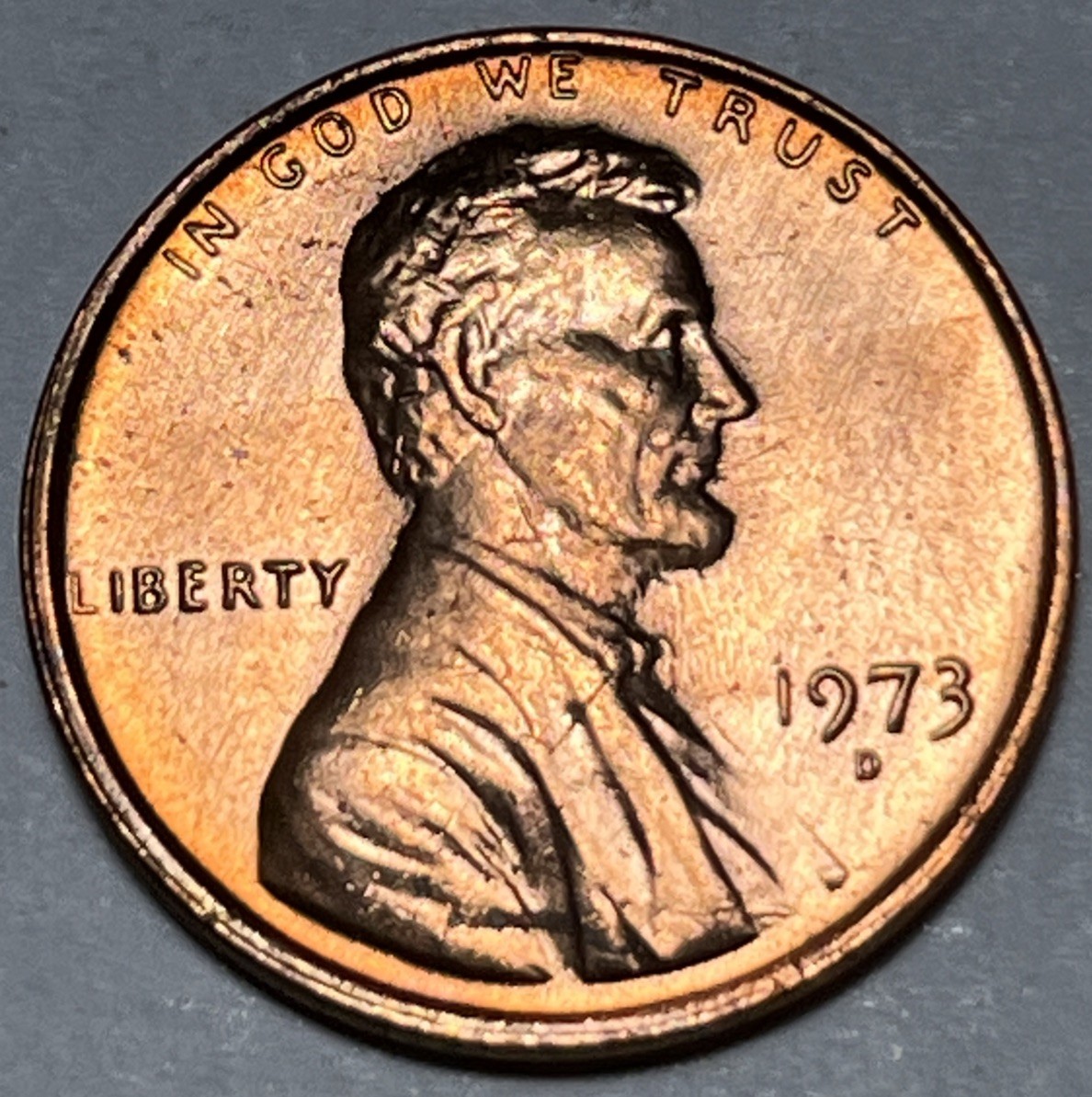 1973 D Penny Errors Lincoln Missing Part Of Coat & Slight Rotary Uncirculated