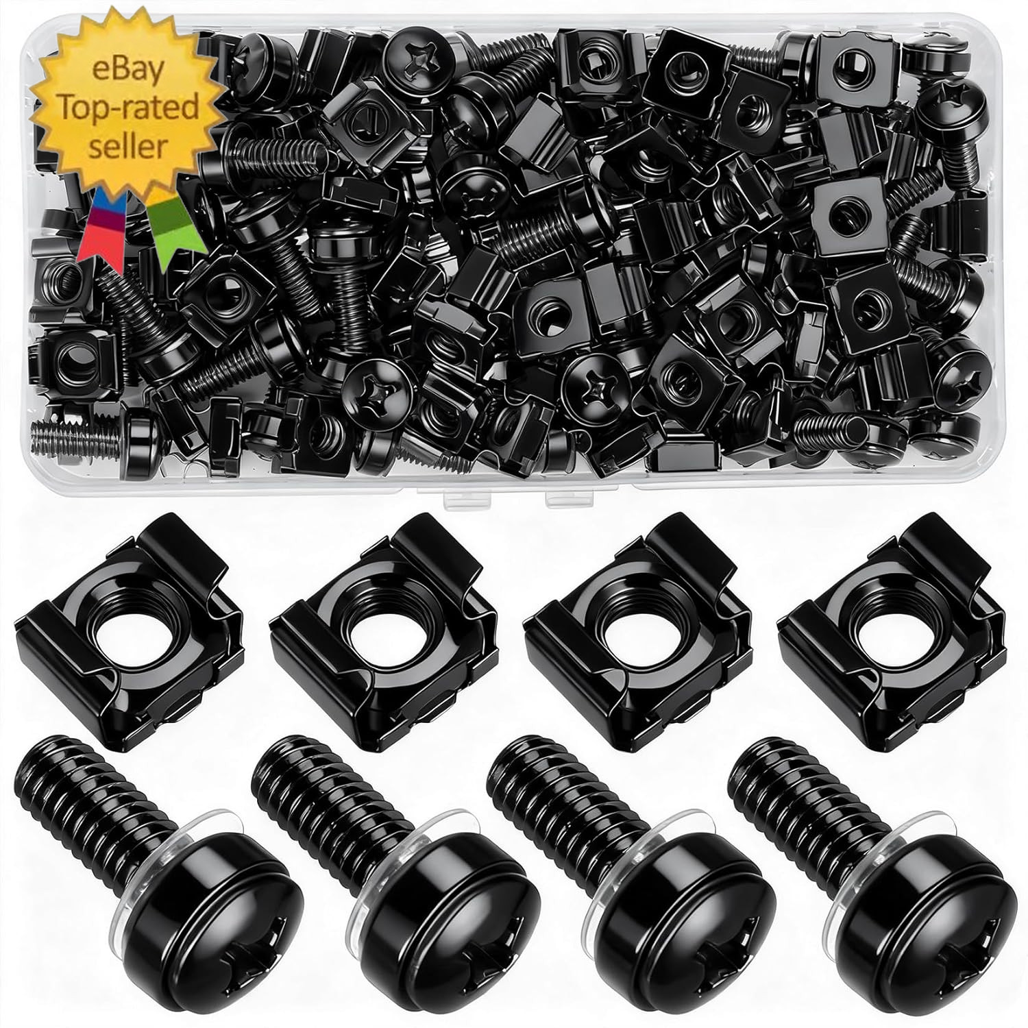 110 Pcs/55 Set Rack Mount Screws and Cage Nuts for Rack Mount Server Cabinet, Bl