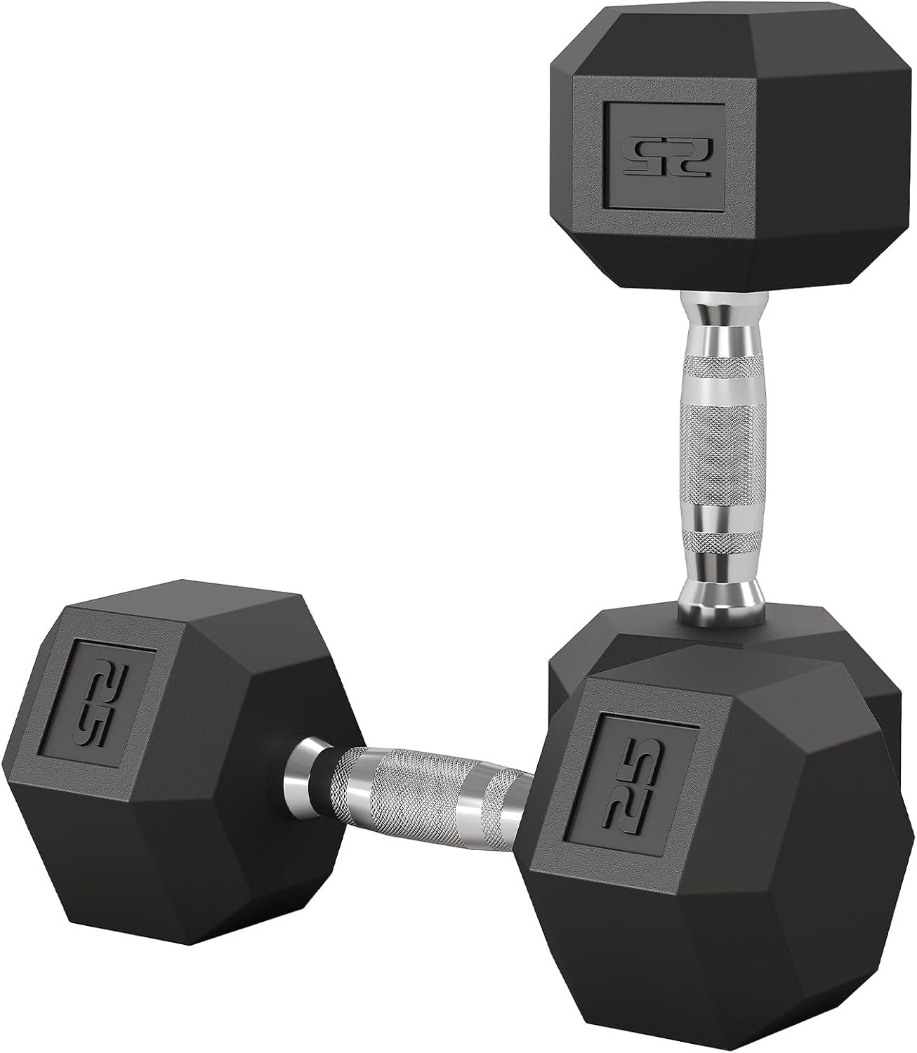 2 Pack 25/45/35/30/50lbs Rubber Hex Dumbbell Set – Solid Steel Handles, Durable