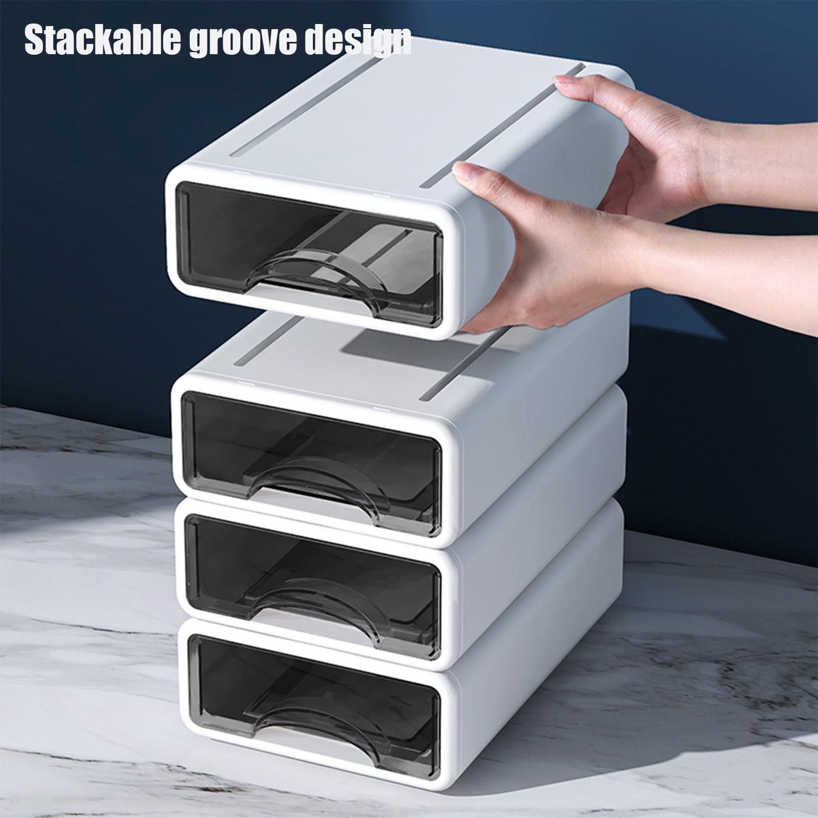 Desk Organizer with Drawers, Stackable Storage Drawers with Compartments Desk...