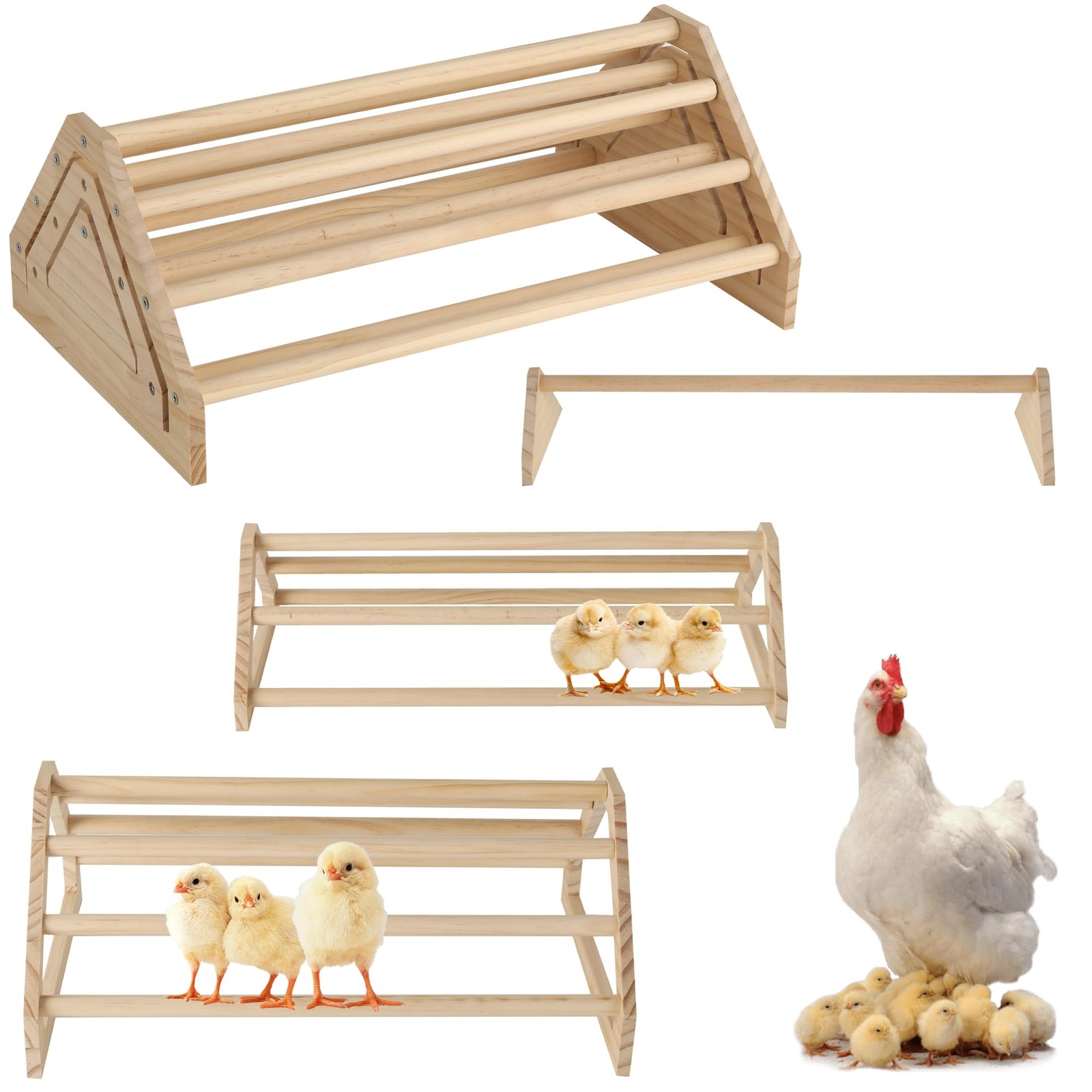 3 Pack 15.75 Inch Extra Long Chicken Perch Freestanding Roosting Pine Bar
