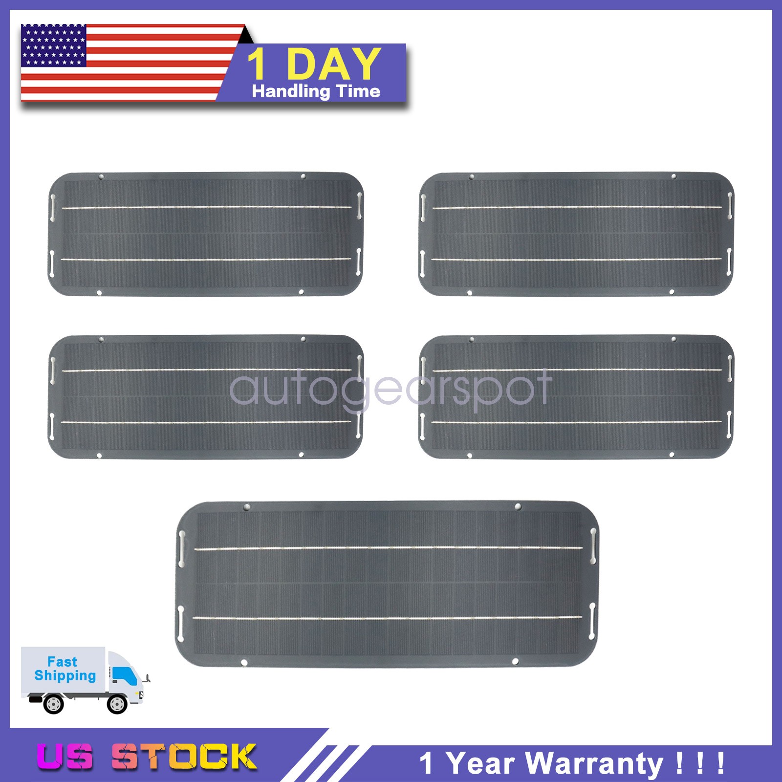 12V Trickle Charger 30W Solar Panel Battery Charger Kit Maintainer 5x Car RV