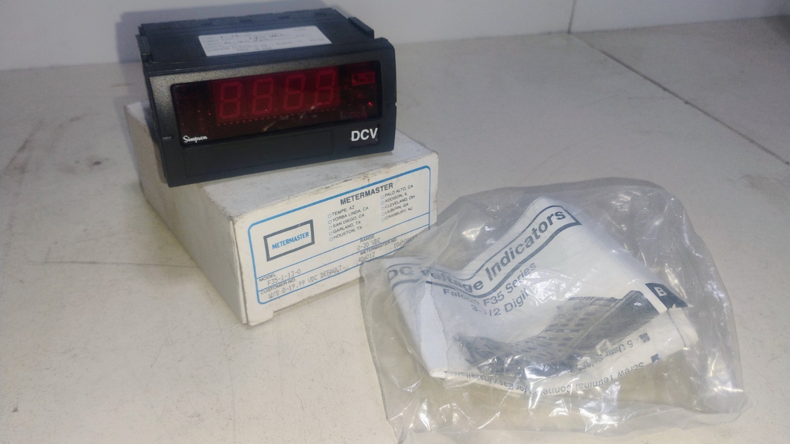 New Simpson F35-1-13-0 Digital DC Voltage Indicator 0-20 VDC Range