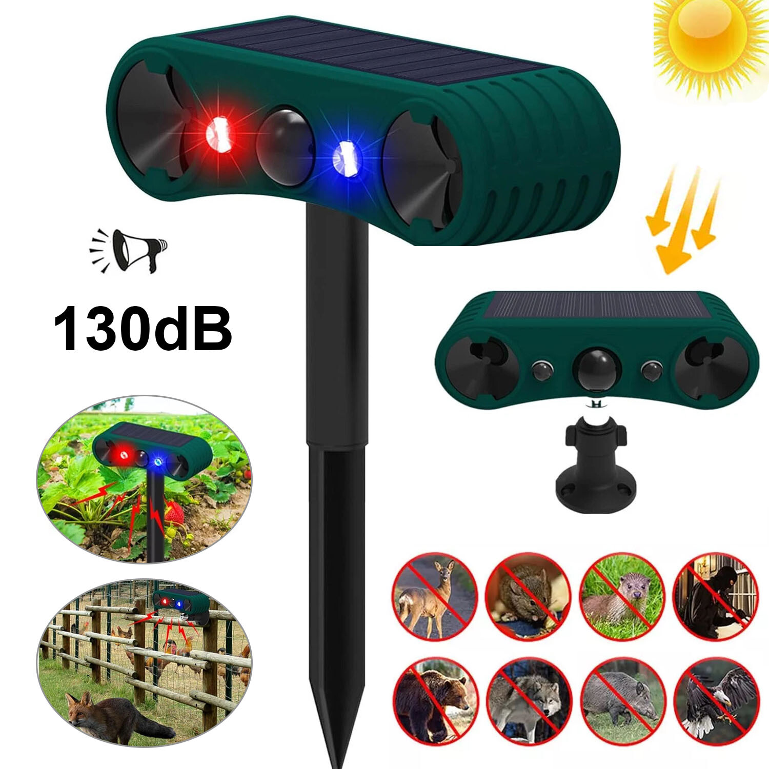 Outdoor Solar Wireless Motion Sensor Alarm Sound Detector 130db Loud Noise