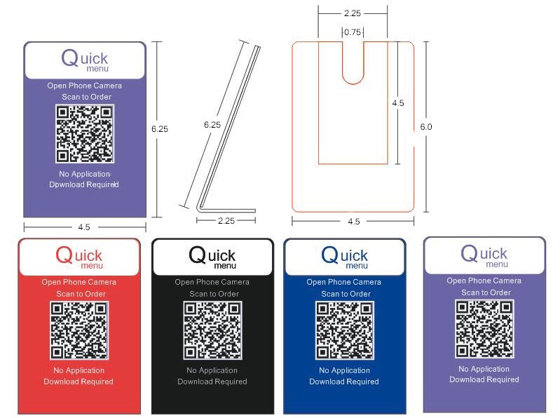 Acrylic Slanted Lean Back QR code holder display stand touch free digital menu
