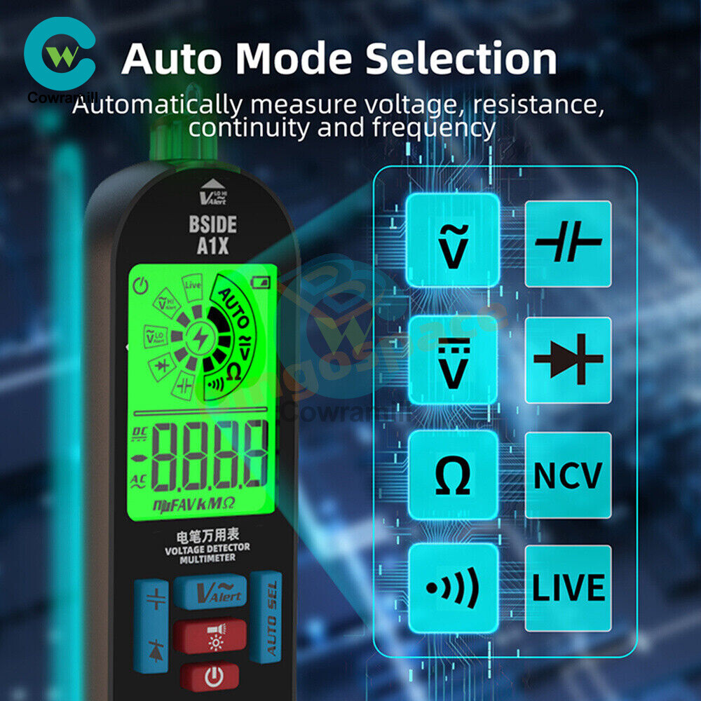 BSIDE A1X Digital Multimeter Voltage Tester Detector DC/ACVoltage Resistance US