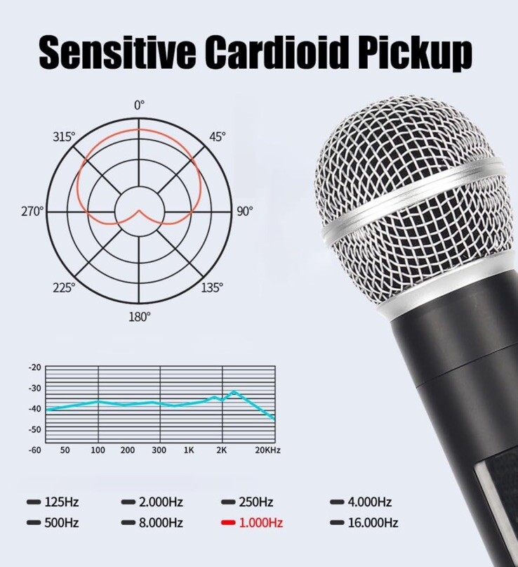 Wireless Microphone, UHF Handheld Microphone Metal Wireless Handheld - Open Box
