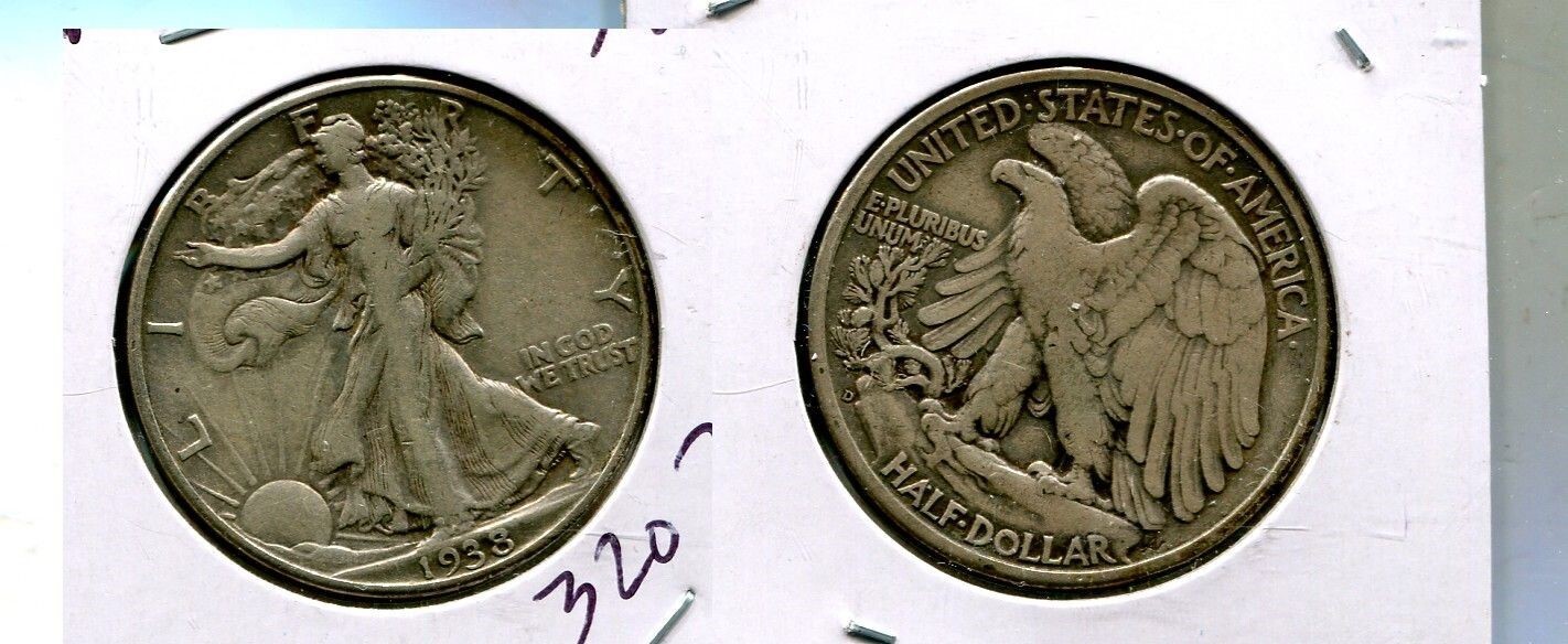1938 D WALKING LIBERTY SILVER HALF DOLLAR XF 3207T