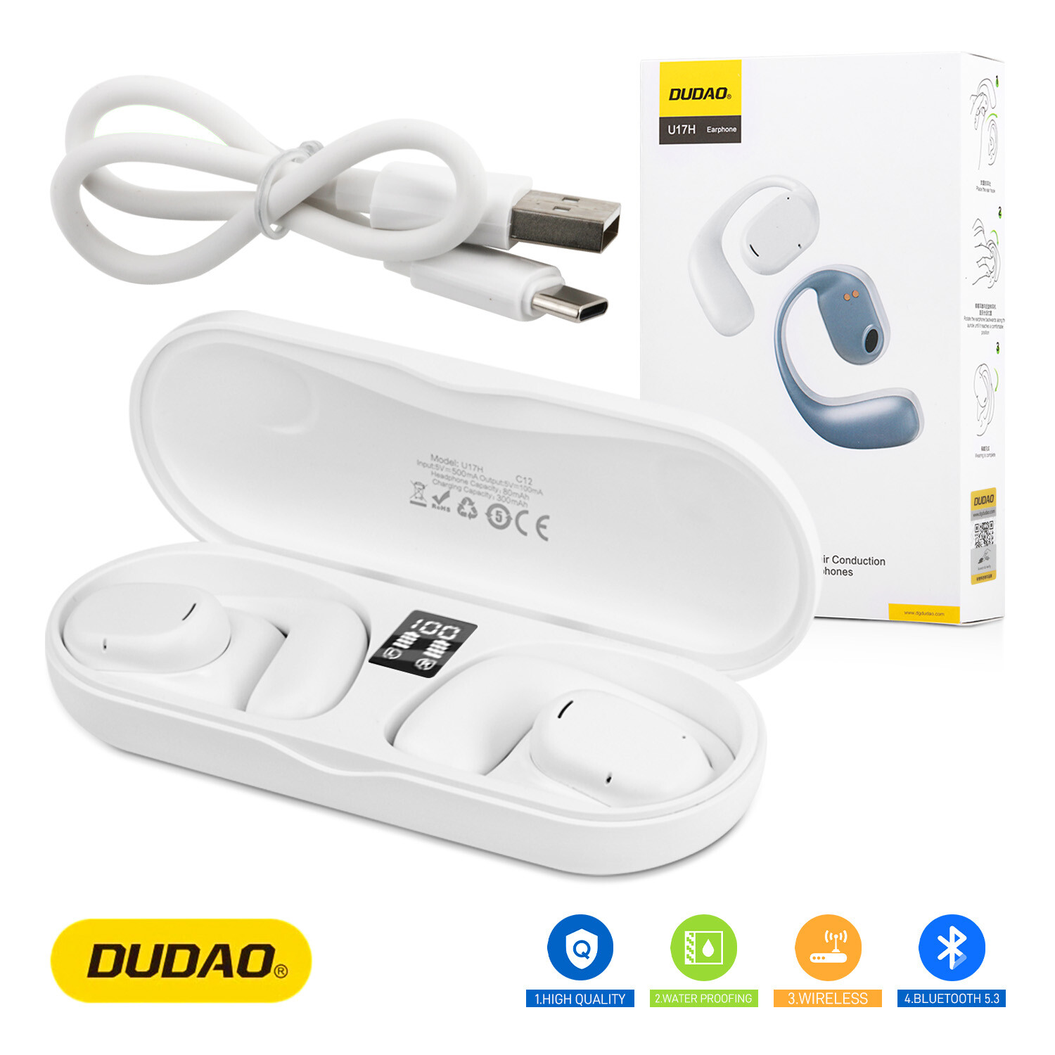 DUDAO Bluetooth 5.3 Headset Wireless TWS Earphones Earbuds Stereo Headphones