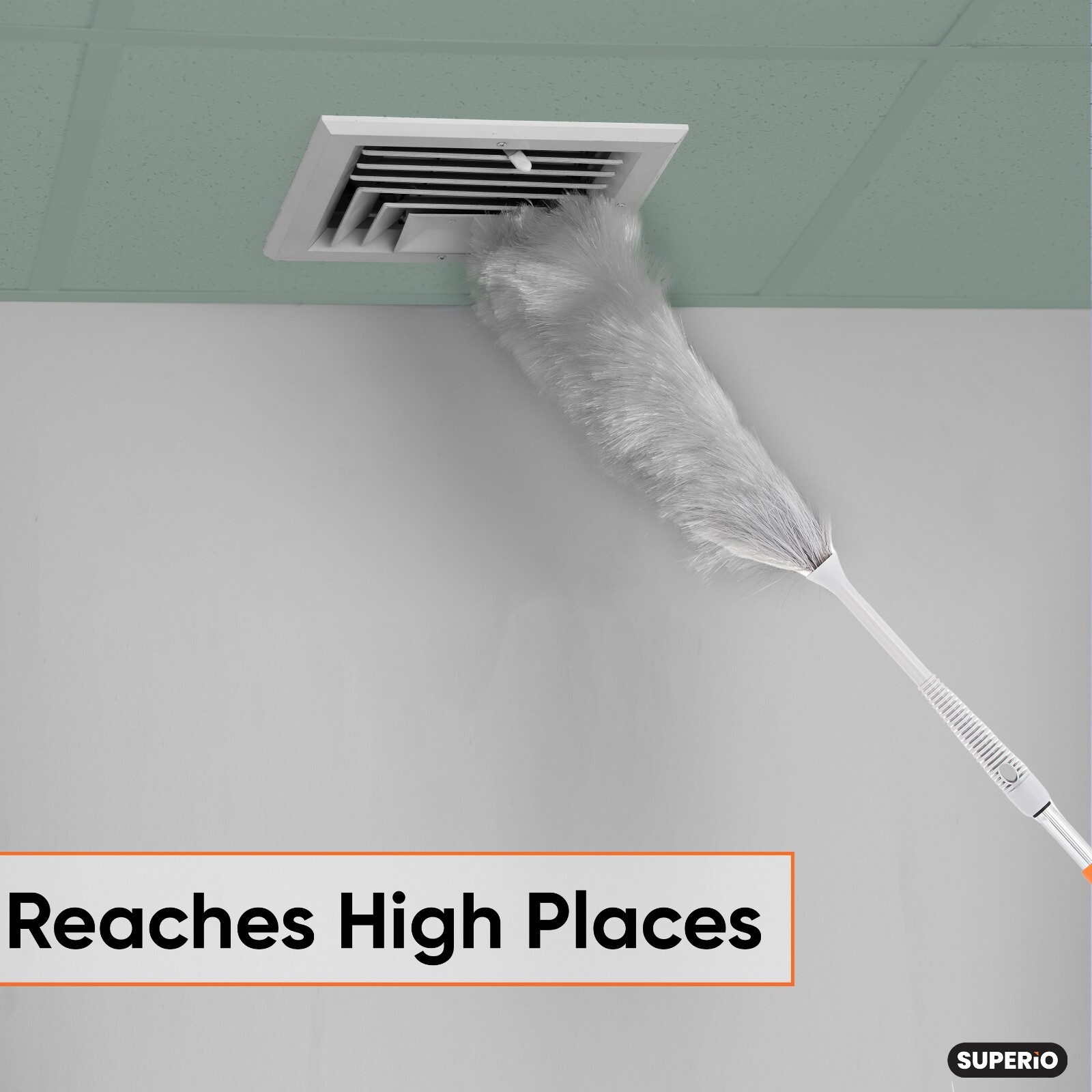 Superio Grey Duster with Aluminum Detachable Telescopic Handle