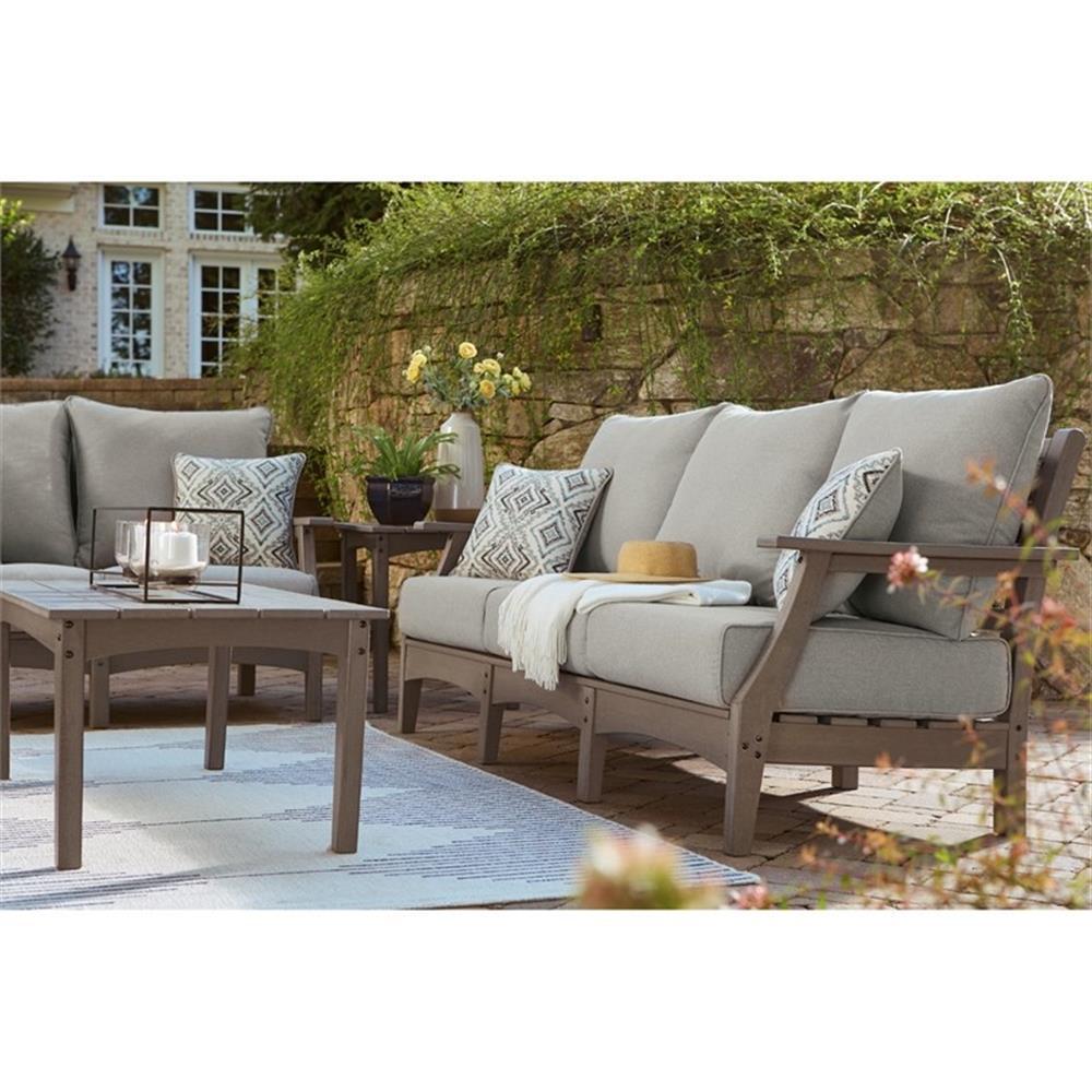 Signature Design by Ashley Visola Outdoor Fabric Sofa with Cushion in Gray