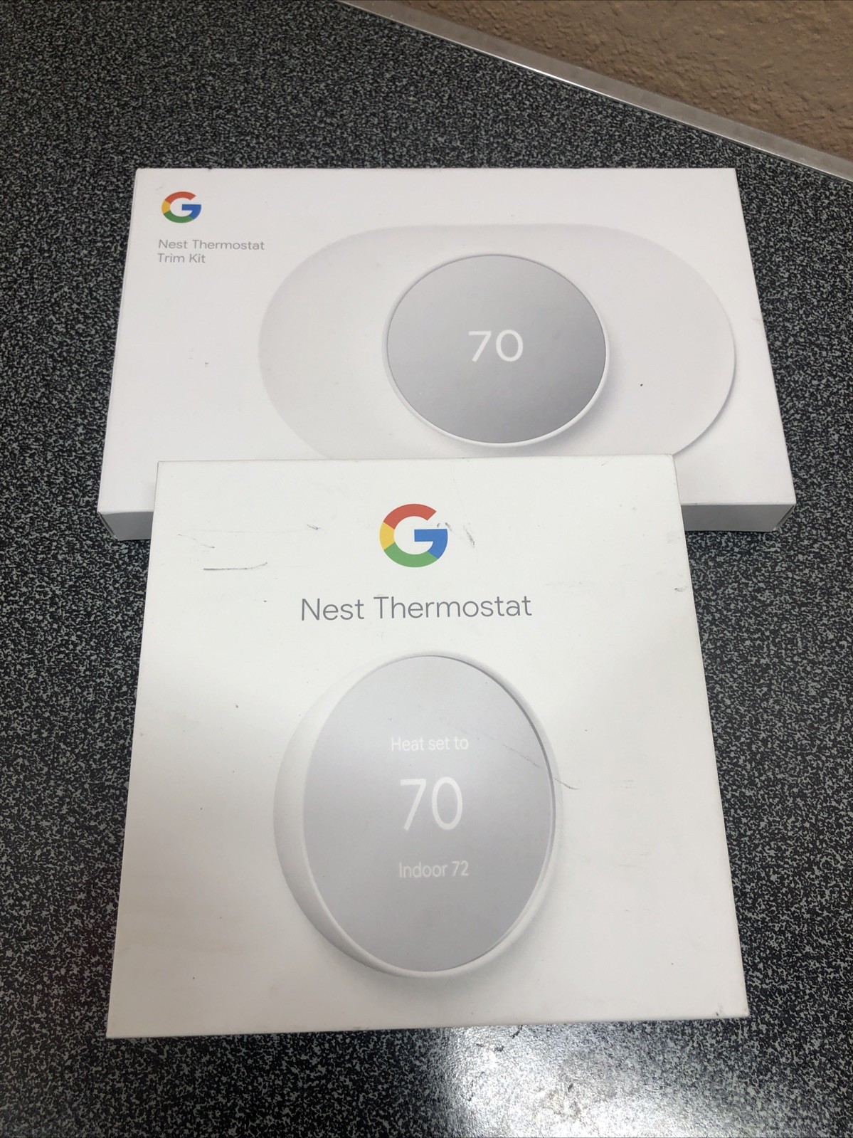 Google Nest Programmable Wi-Fi Thermostat- Snow W/Trim Kit - New Open Box