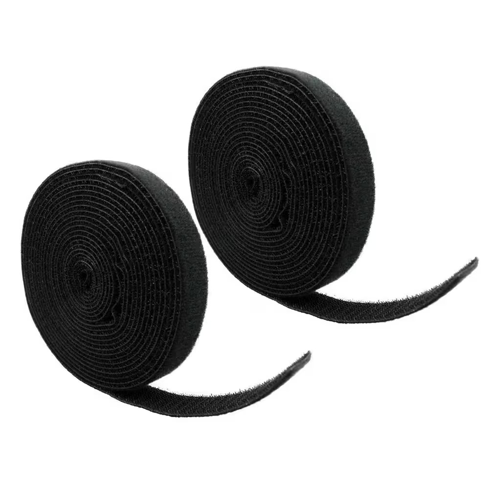 Reusable Self-Gripping Cable Tie Roll, Black (2-Pack)