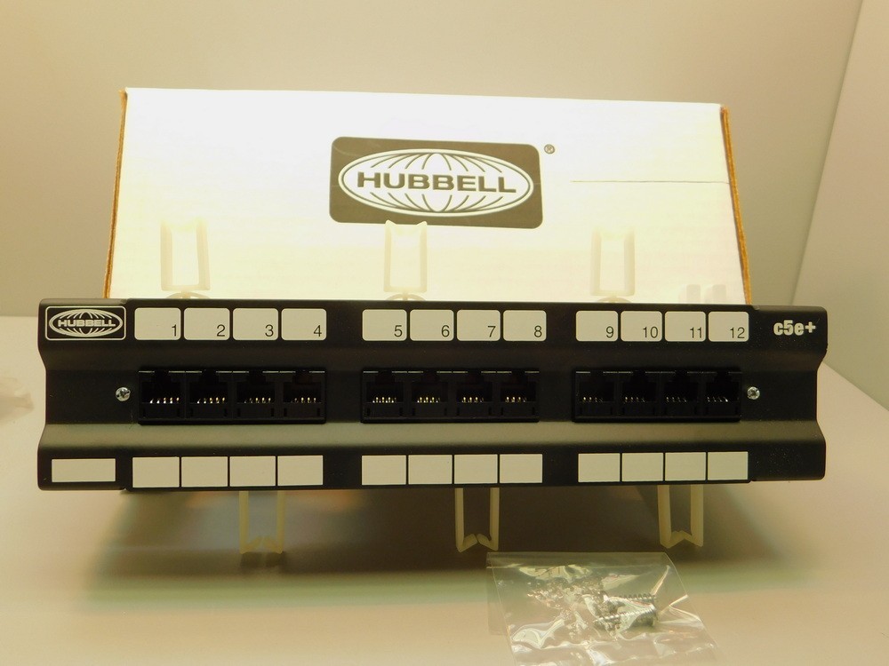 Hubbell P5E12BF 12-Port Speedgain Front Access Patch Panel C5E+ T568B Wired
