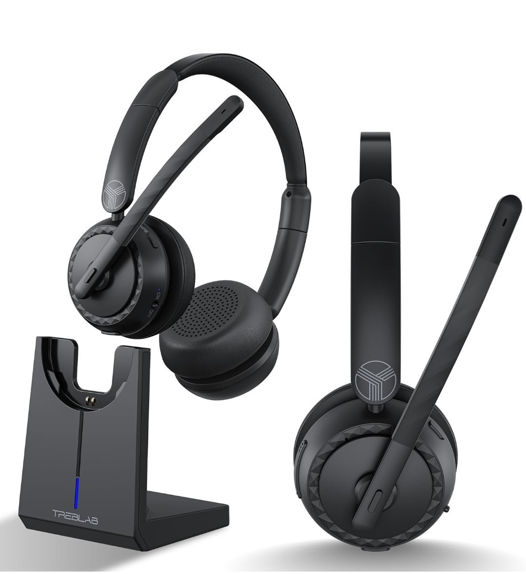 TREBLAB C7-Pro Wireless Bluetooth Headset w/ Mic Charging Dock 45H USB-C NEW