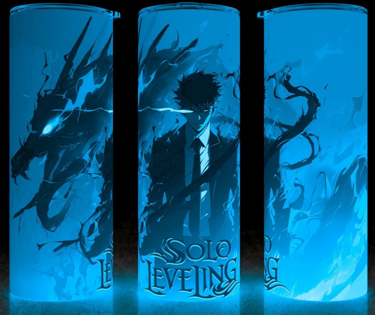 Glow in the Dark Solo Leveling Anime Sung Jin-woo with Dragon Cup Mug Tumbler