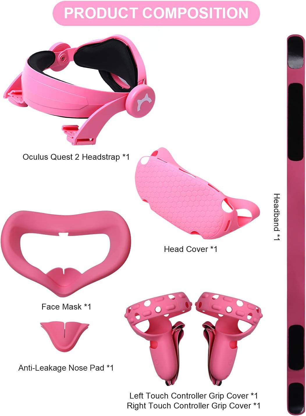 VR Adjustable Head Strap for Oculus Quest 2 Skins Cute Accessories with Silicone