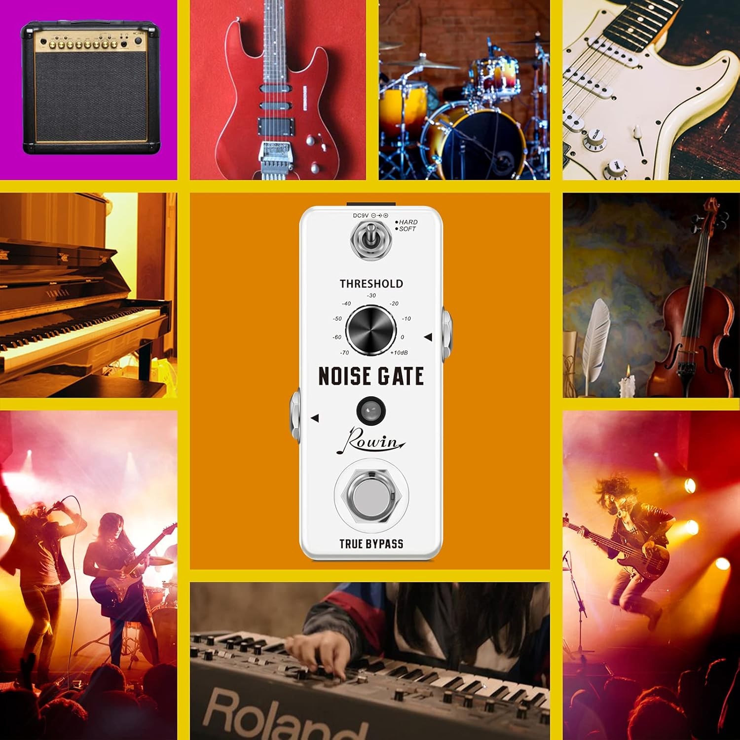 Rowin Guitar Noise Killer Gate Suppressor Effect Pedal Mini, White