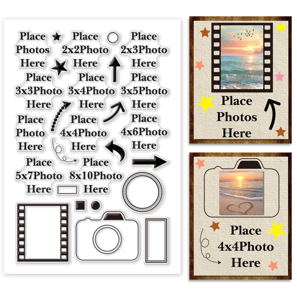 Place Photo Here Clear Stamp Clear Scrapbook Silicone Stamp