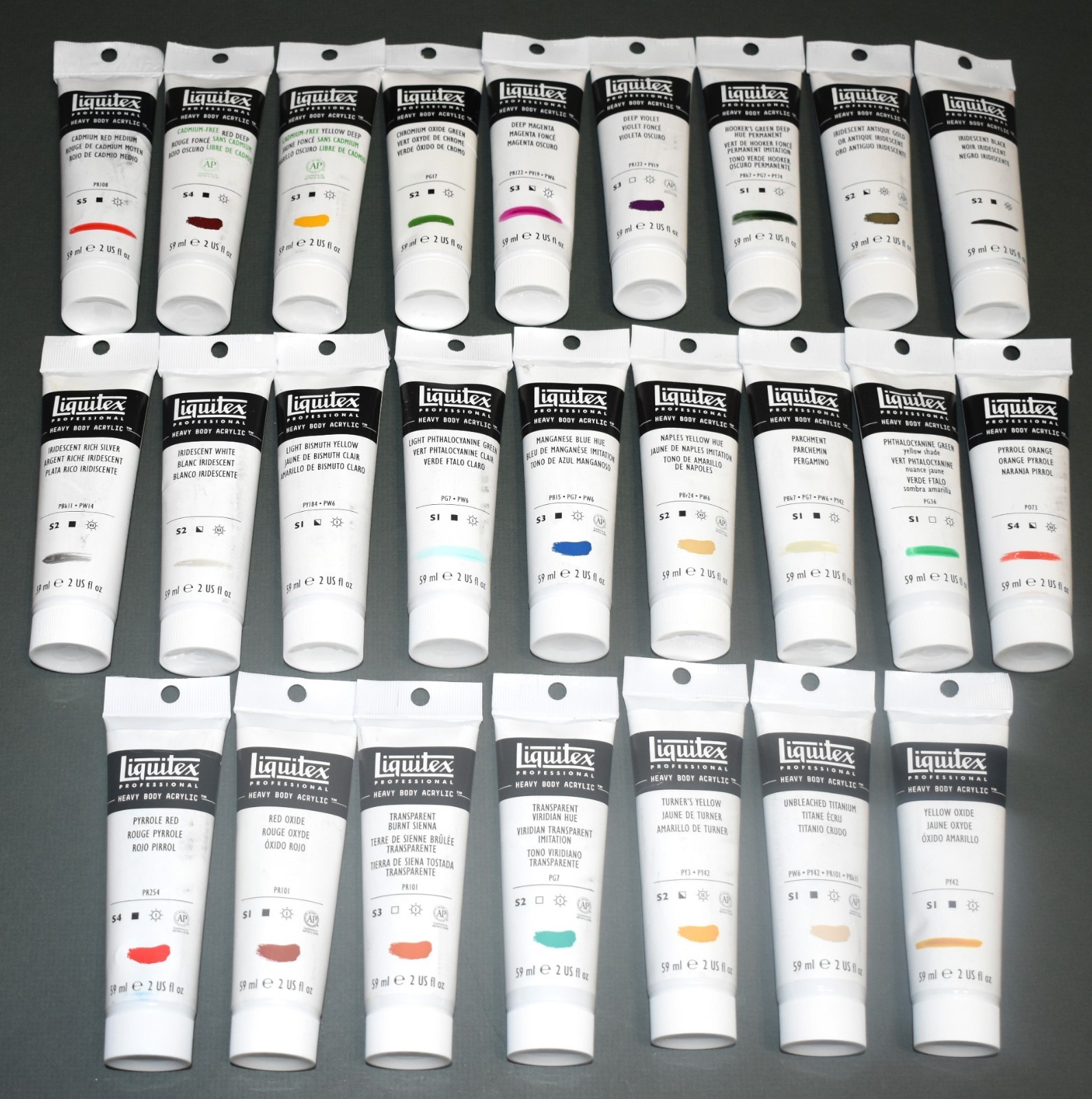 25 Different Colors   Liquitex Heavy Body Acrylics - 2 oz Tubes - Retail $273.10