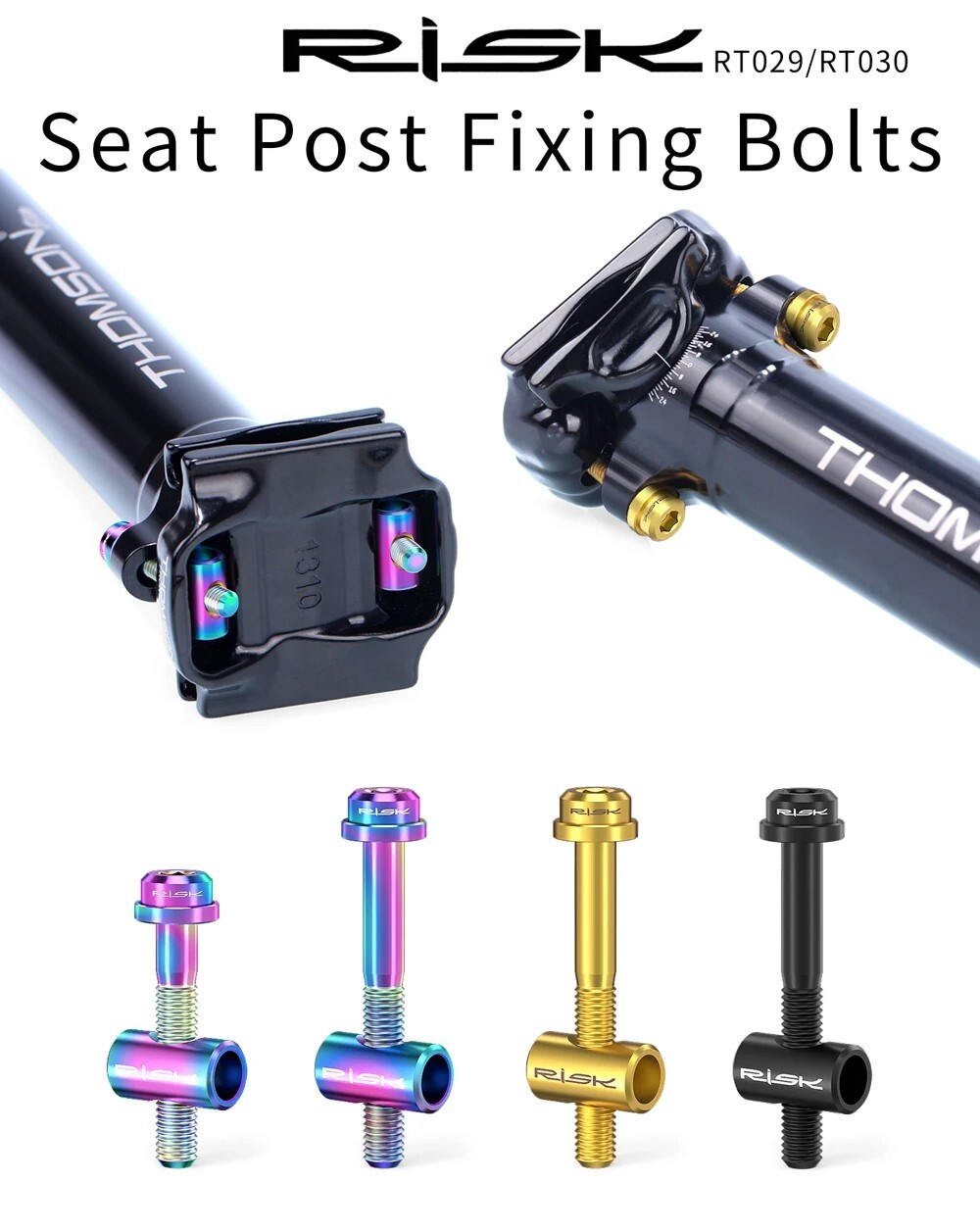 2pcs M5x30/40mm Titanium Alloy Seatpost Bolts MTB Road Bike Saddle Fix Screws