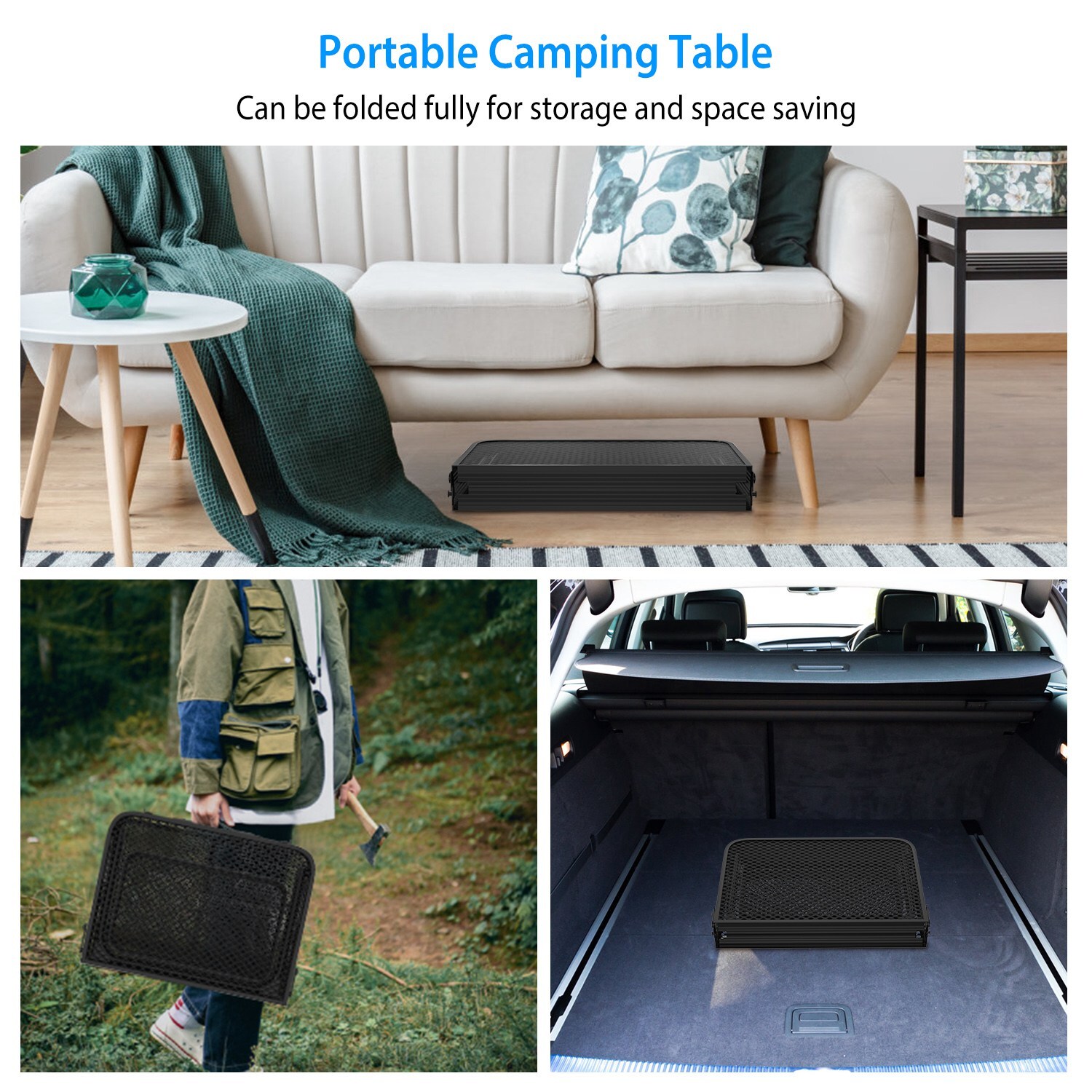 Folding Camping Table with 2 Wing Panel Aluminum Picnic Table Heat Resistant
