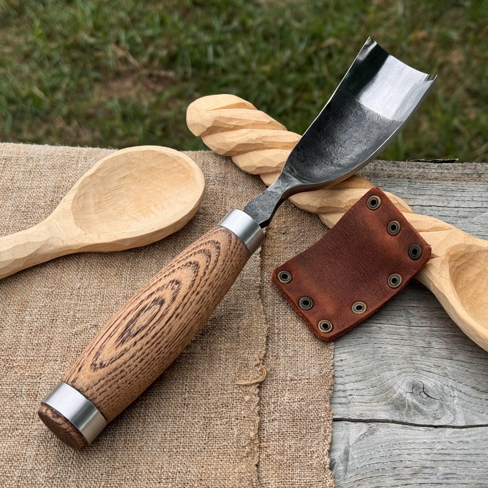 Bent Gouge 52100 Steel Wood Carving Spoon Bowl Hollowing Tool for Beginners