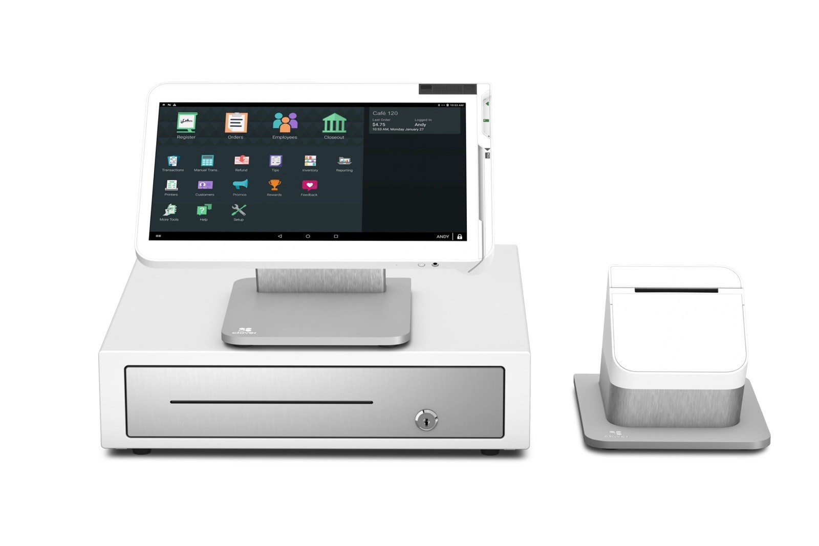 Clover Station POS w/ Base, Display, Handheld Device & Cash Drawer