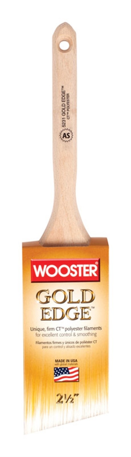 Wooster 5231-2.5 Gold Edge Wood Handle White Angle Paint Brush 2-1/2 W in.