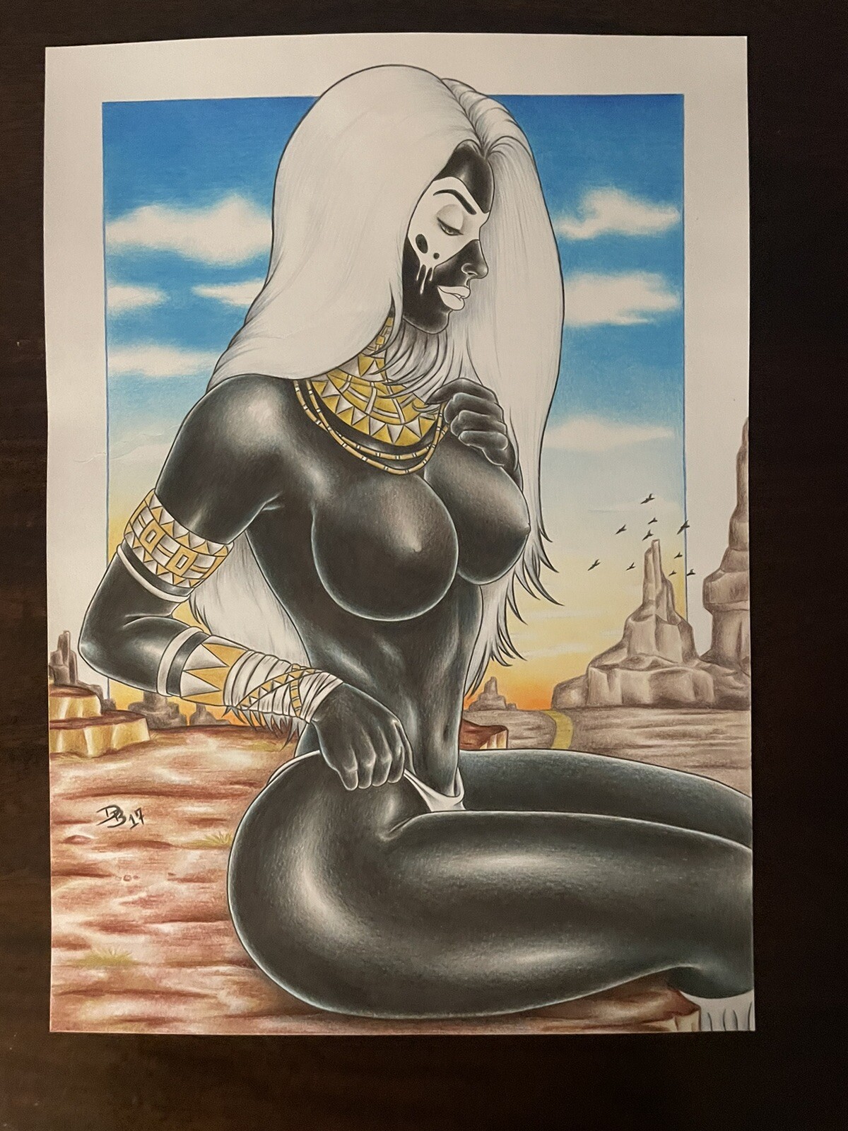 West Crow Original Drawing art DB artist 11x17