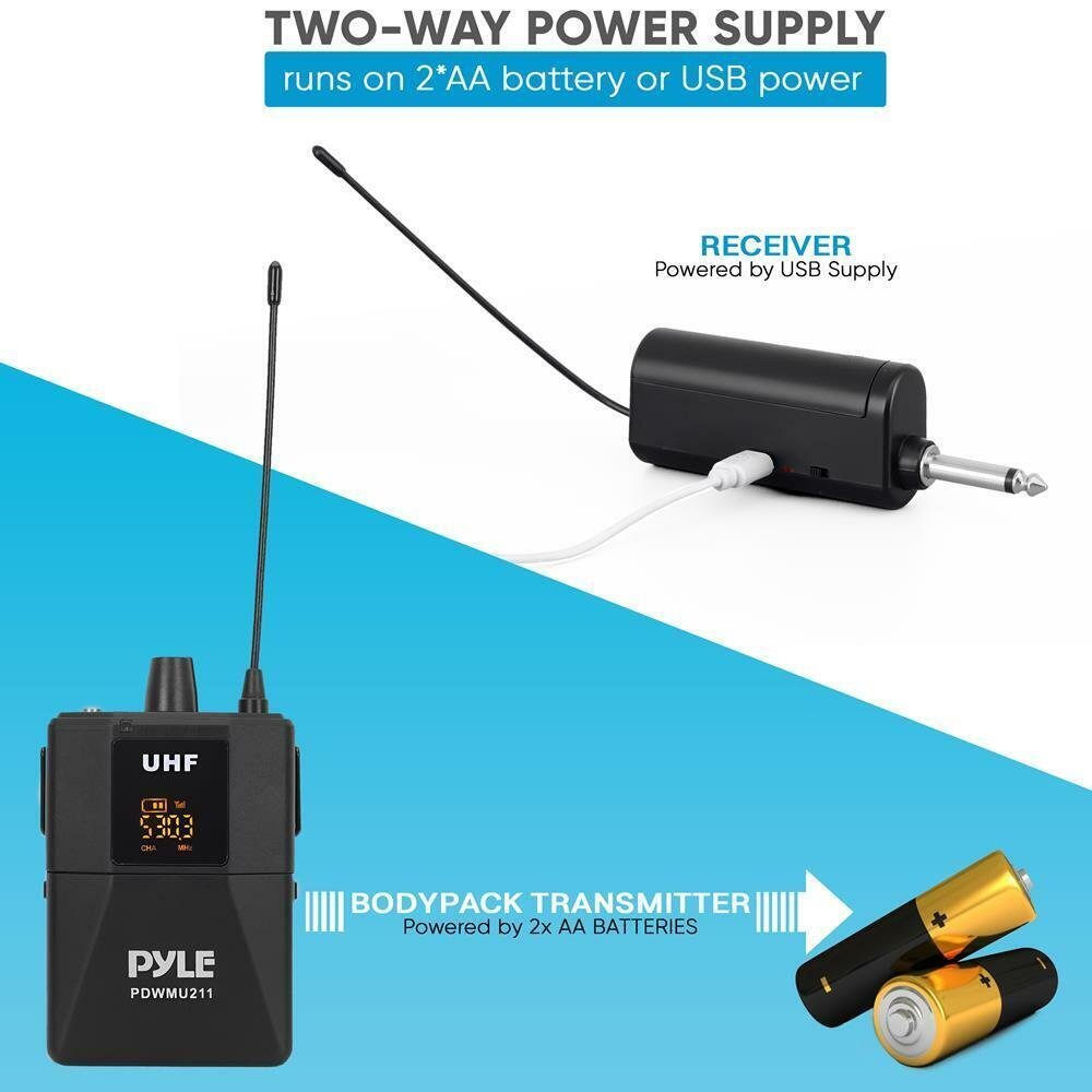 Pyle Dual Wireless Headset Mic Kit, Lavalier PDWMU211