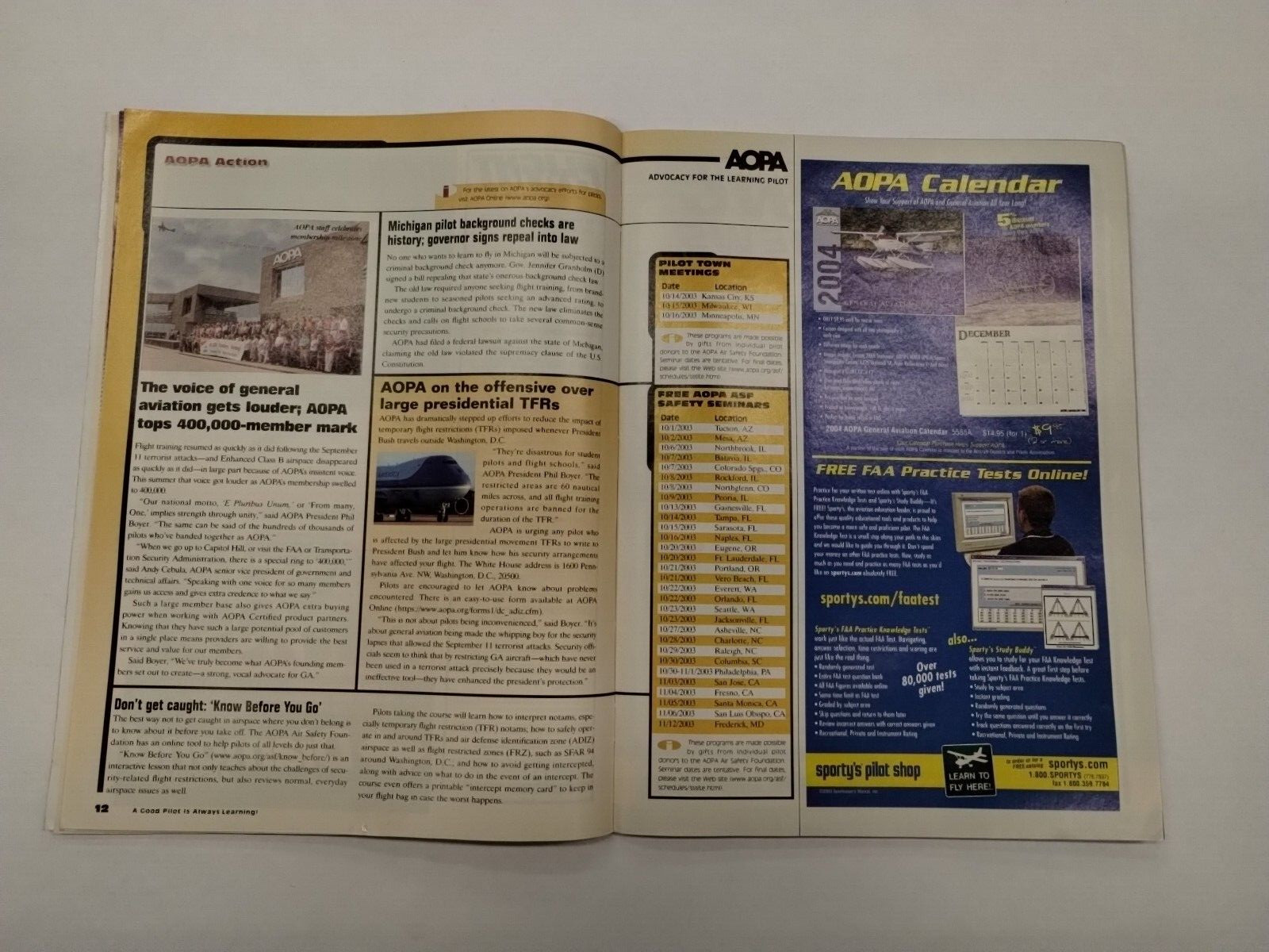 AOPA Flight Training Magazine October 2003-Original