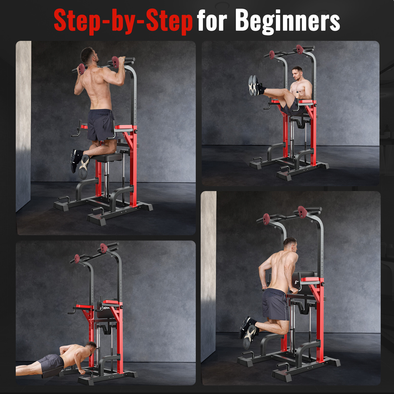 Power Tower Pull Up Bar Dip Station Assistive Trainer Multi-Function Home Gym