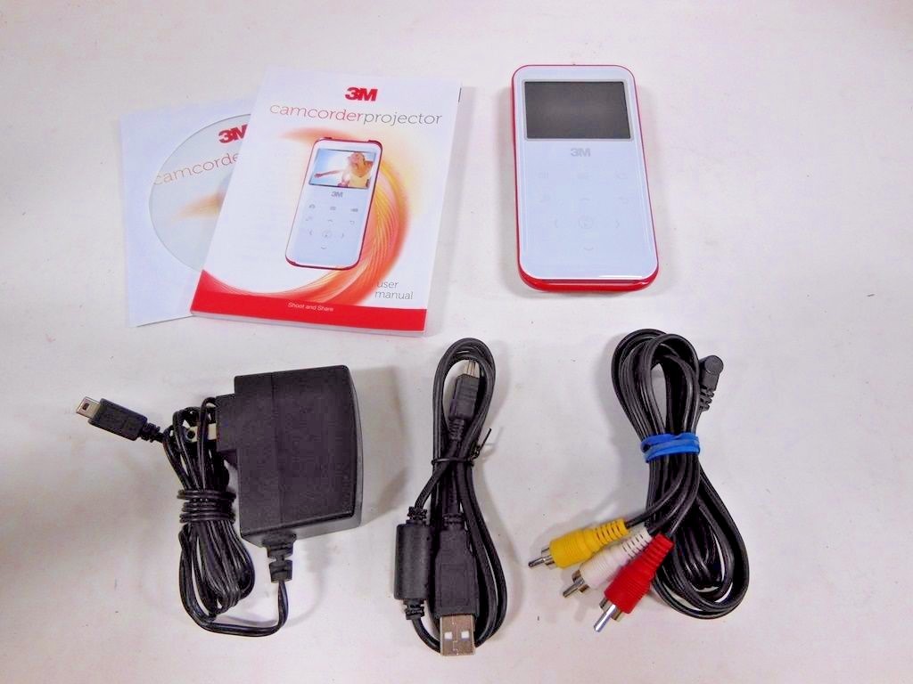3M Shoot 'n Share HD Camcorder with Projector, White/Red (CP45R) FOR PARTS