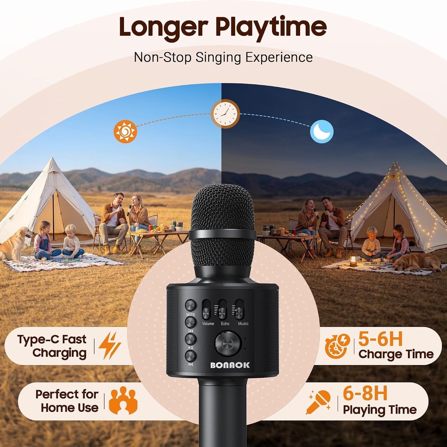 Wireless Bluetooth Karaoke Microphone 3-in-1 Portable Speaker for Parties