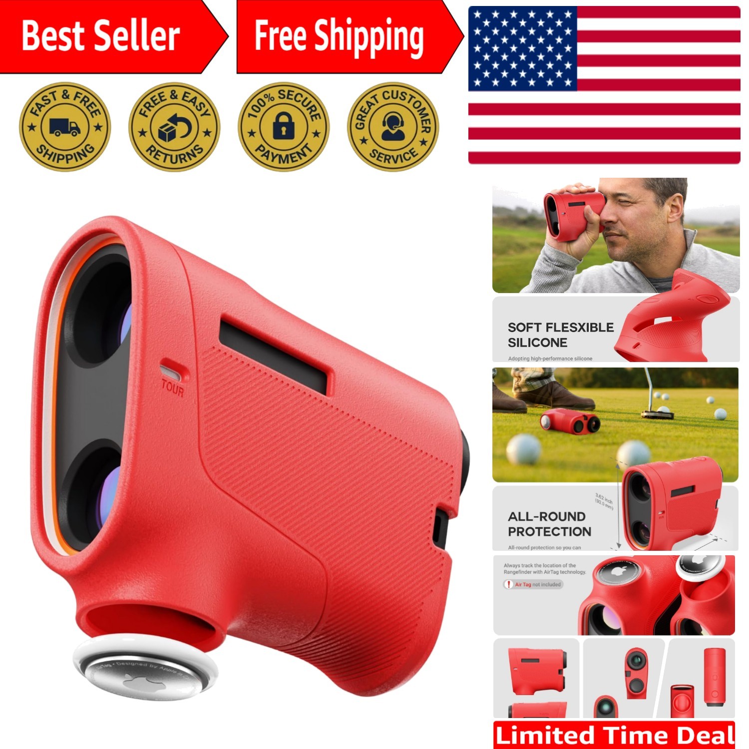Durable Red Silicone Case for Garmin Approach Z30 Golf Rangefinder - Perfect Fit