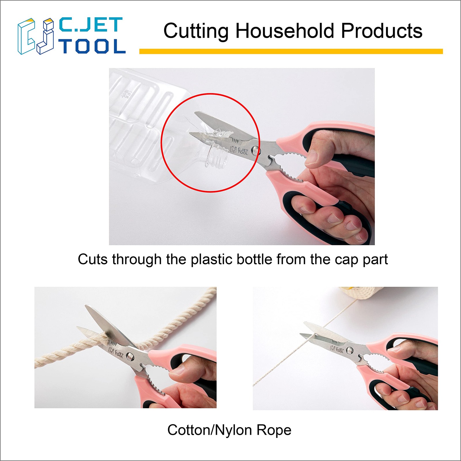 8" Heavy Duty Scissors, Utility Scissors All Purpose for Cardboard, Plastic, ...