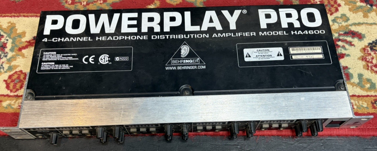 Behringer PowerPlay Pro 4-Channel Headphone Distribution Amplifier Model HA4600