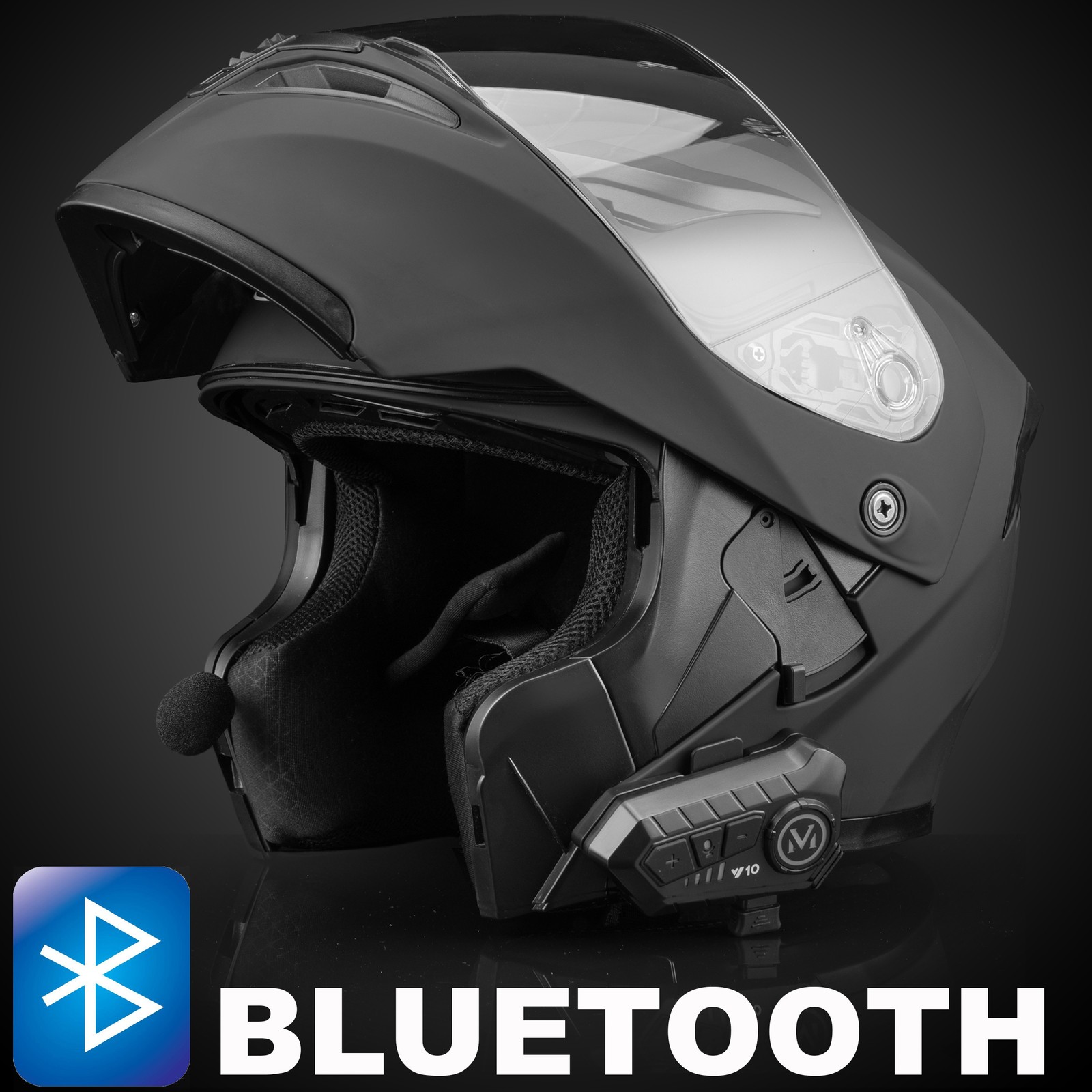 DOT Bluetooth Helmet Adult Full Face Flip Up Modular Dual Visor Headset Intercom