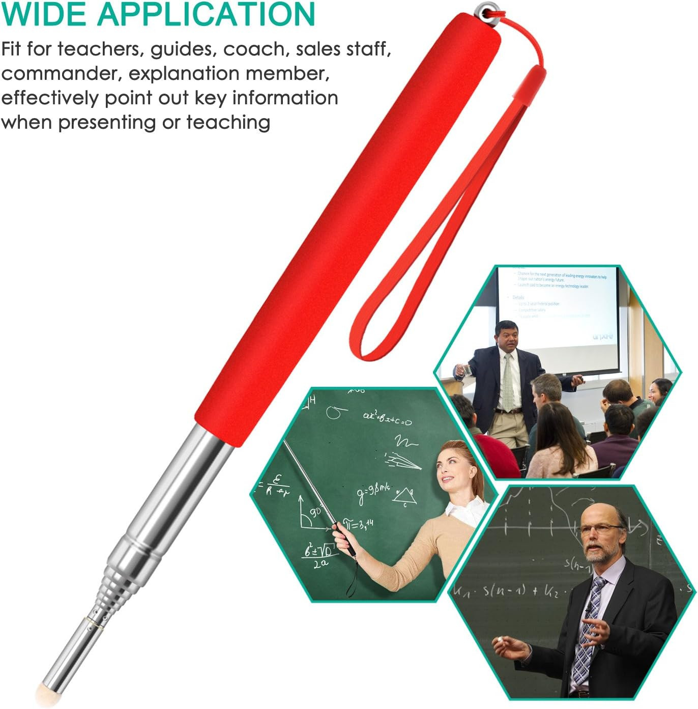 3 Pack Telescopic Teachers Pointer Retractable Handheld Presenter Extendable ...