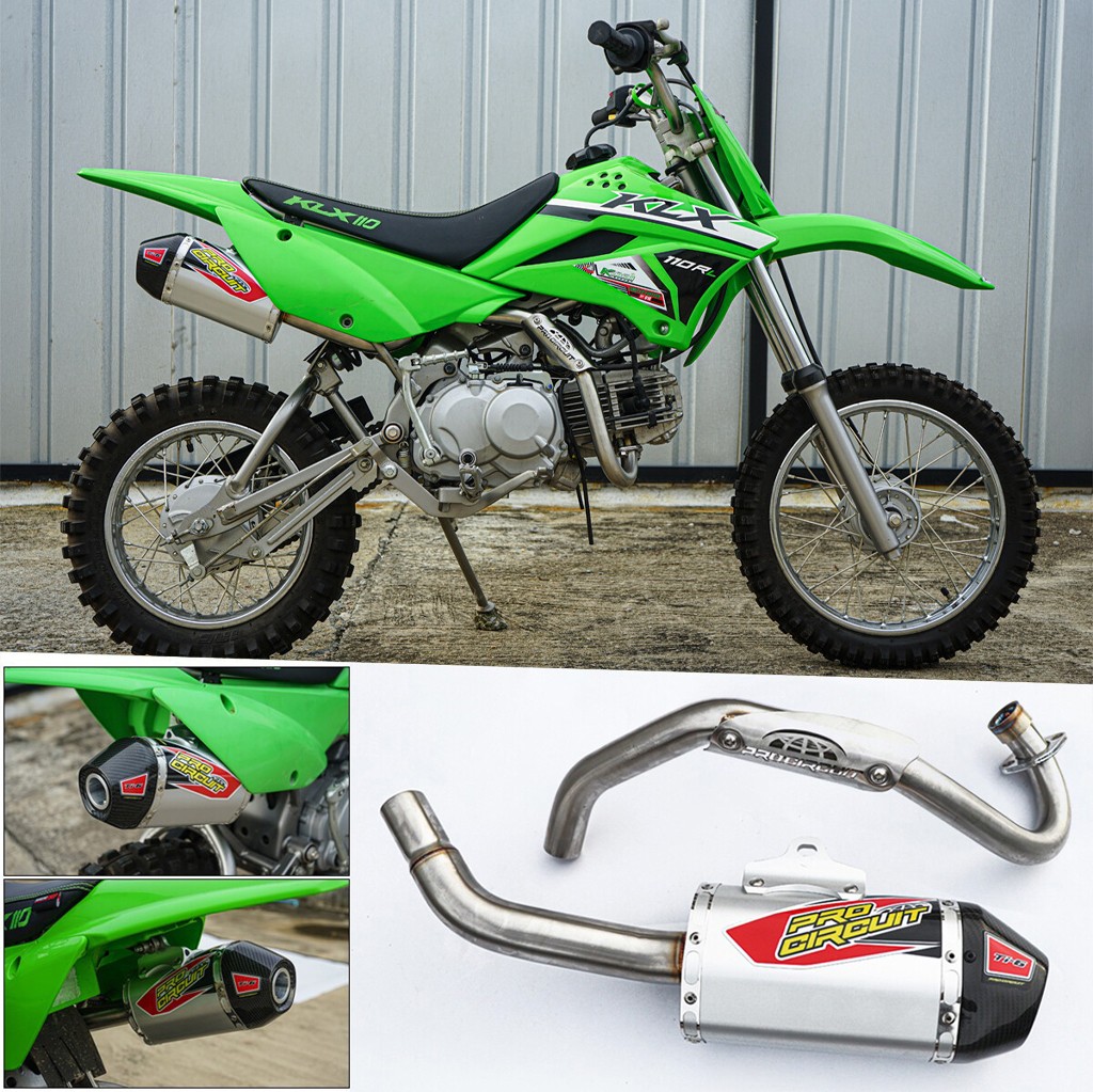FULL SYSTEM EXHAUST MUFFLER RACING CARBON PIPE FIT FOR KAWASAKI KLX110 , KLX110L