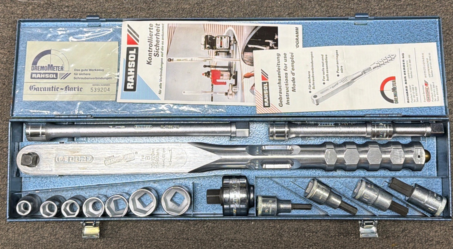 Gedore Rahsol DremoMeter Type B (8566-01) Torque Wrench & 16pc Socket Set