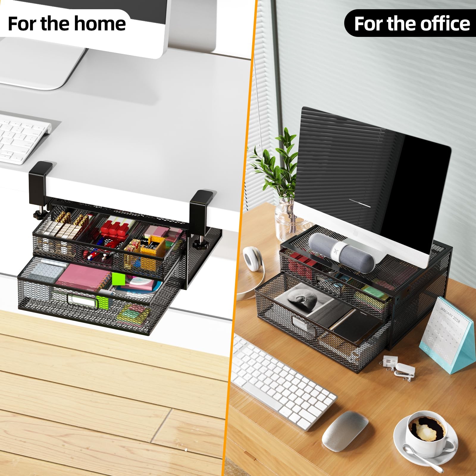 Under Desk Drawer Organizer No Drilling Under Desk Storage Drawer Organizer M...