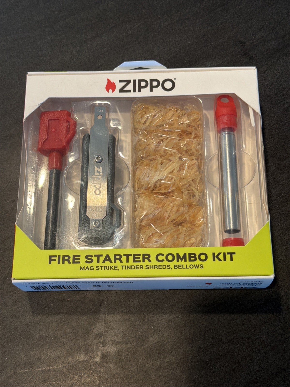 Zippo Camping Fire Starter Combo Kit (Tinder Shreds, Bellows, and Mag Strike)...