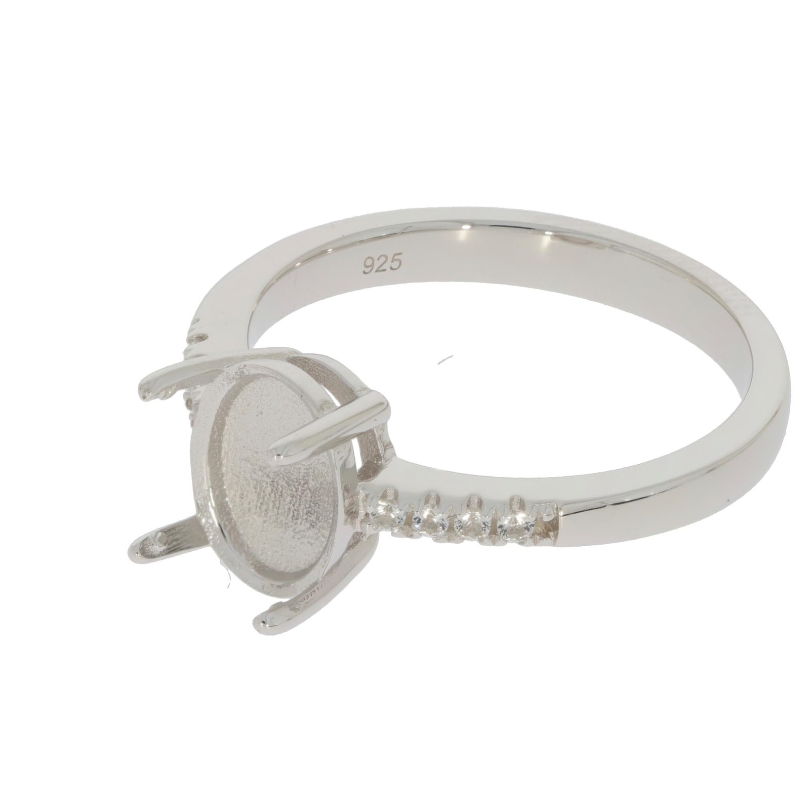 Sterling Silver Semi Mount Ring Setting Oval OV 9x7mm Cabochon